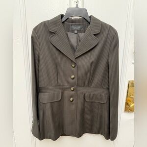 Larry Levine Signature Women's Dark Brown Pinstripe Blazer Size 14 Vintage